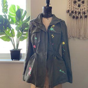 Anthropologie Sebby Cargo Paint Splatter Jacket